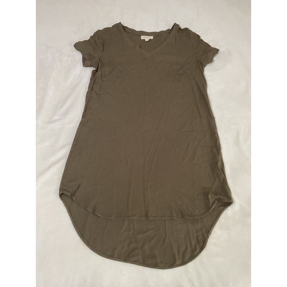 Cloth & Stone Women's Camel Tan Dress Shirt Artsy Boho Hi Low Dress Size Medium